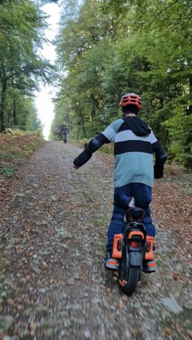Balade en forêt Balade en gyroroue solaire HelioEvents dans une allée forestière